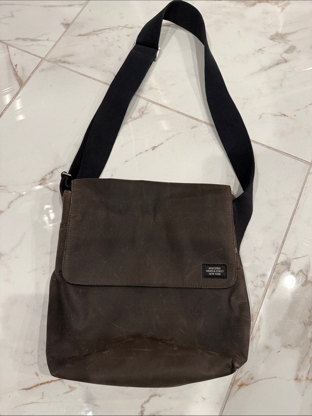 Jack Spade Brown Canvas Messenger with Black Strap